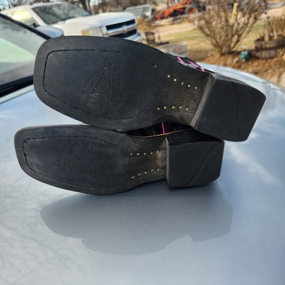 Ariat Leather Upper Boots Pink & Teal Embroidery Style 10006763 Size 8.5 - Picture 5 of 6